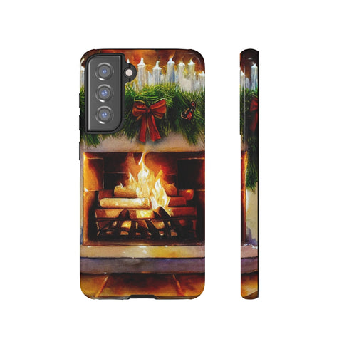Candles on the Hearth Decorated for Christmas - Impact Resistant Phone Case Samsung Galaxy S21 FE Glossy